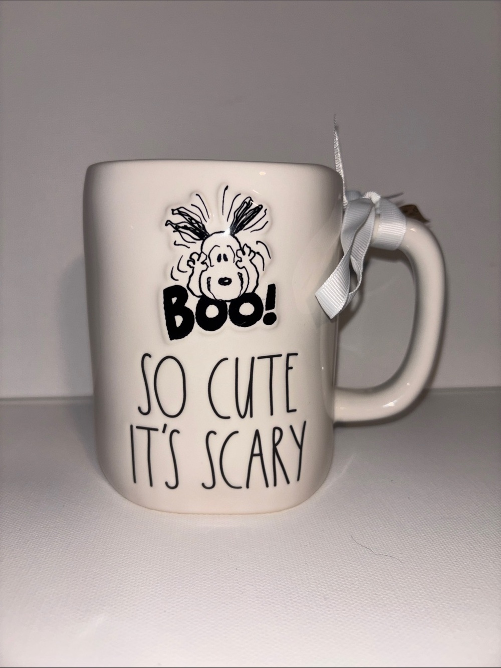 Rae Dunn White 'So Cute It's Scary' Ceramic Mug with Snoopy